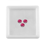 Set Of 3 Fissure Filled Ruby Oval Cut Cut 5X4 mm Gemstone, 1.28 Ct