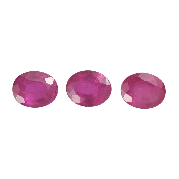 Set Of 3 Fissure Filled Ruby Oval Cut Cut 5X4 mm Gemstone, 1.68 Ct 8499660 1