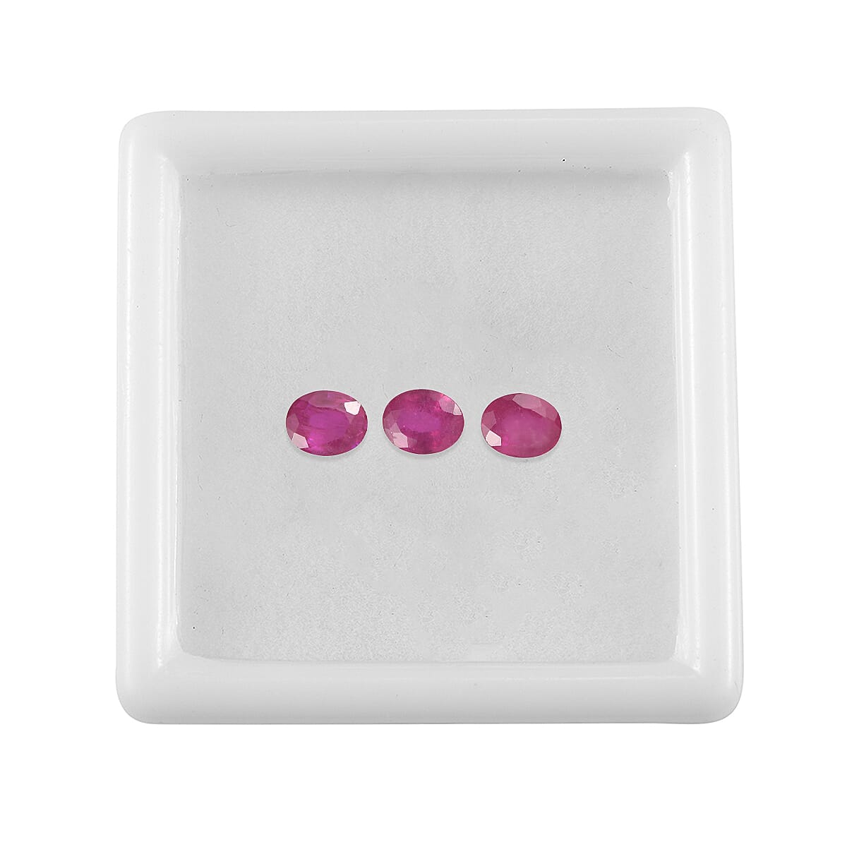 Set Of 3 Fissure Filled Ruby Oval Cut Cut 5X4 mm Gemstone, 1.68 Ct V32514002 2