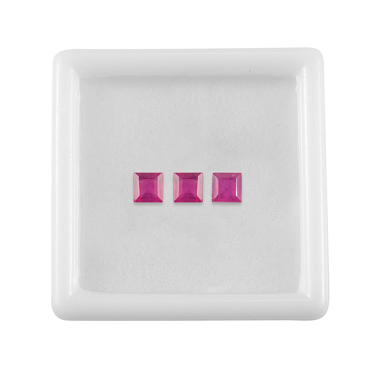 Set Of 3 Fissure Filled Ruby Square 4 mm Gemstone, 1.70 Ct V32515201 3