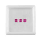 Set Of 3 Fissure Filled Ruby Square 4 mm Gemstone, 1.70 Ct