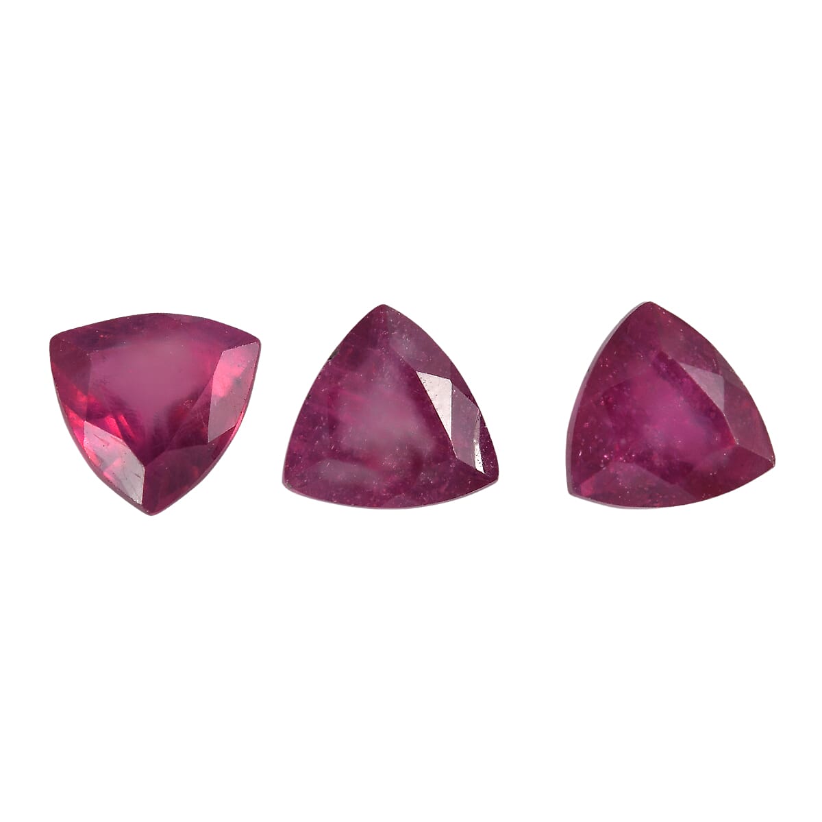 Set Of 3 Fissure Filled Ruby Trillion 4 mm Gemstone, 0.96 Ct 8499664 0