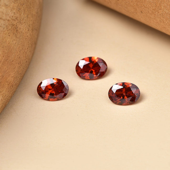Set Of 3 Garnet Cubic Zirconia Oval Cut 7X5 mm Gemstone, 3.60 Ct 8505941 2