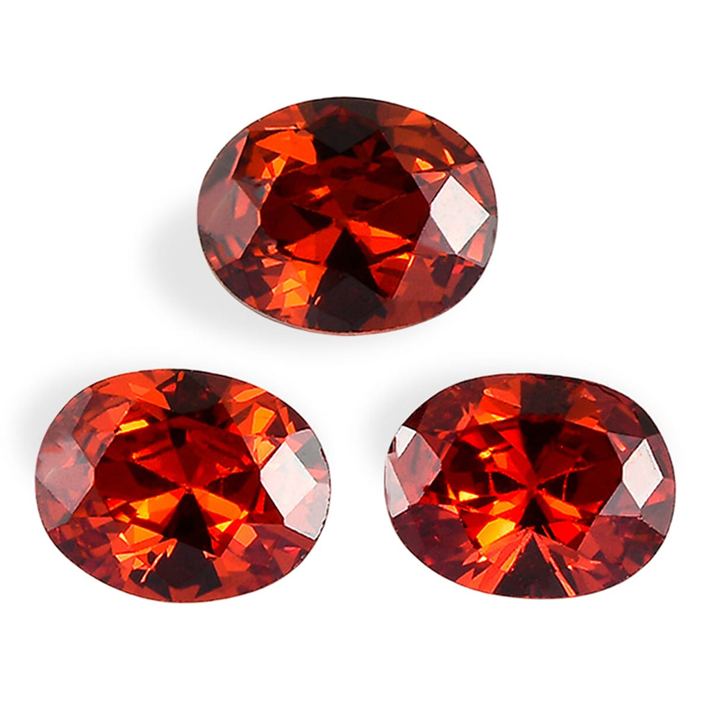 Set Of 3 Garnet Cubic Zirconia Oval Cut Cut 5X4 mm Gemstone, 1.51 Ct