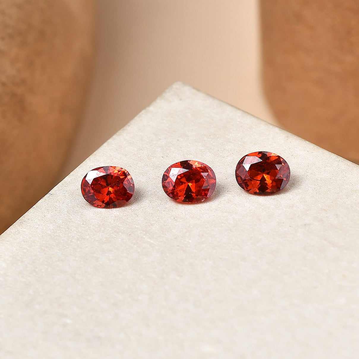 Set Of 3 Garnet Cubic Zirconia Oval Cut Cut 5X4 mm Gemstone, 1.51 Ct V32515696 1