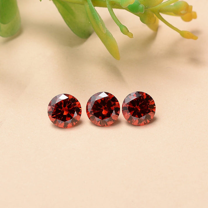 Set Of 3 Garnet Cubic Zirconia Round 6 mm Gemstone, 4.26 Ct 8511506 2