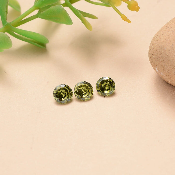 Set Of 3 Peridot Cubic Zirconia Round 5 mm Gemstone, 2.30 Ct 8511510 2