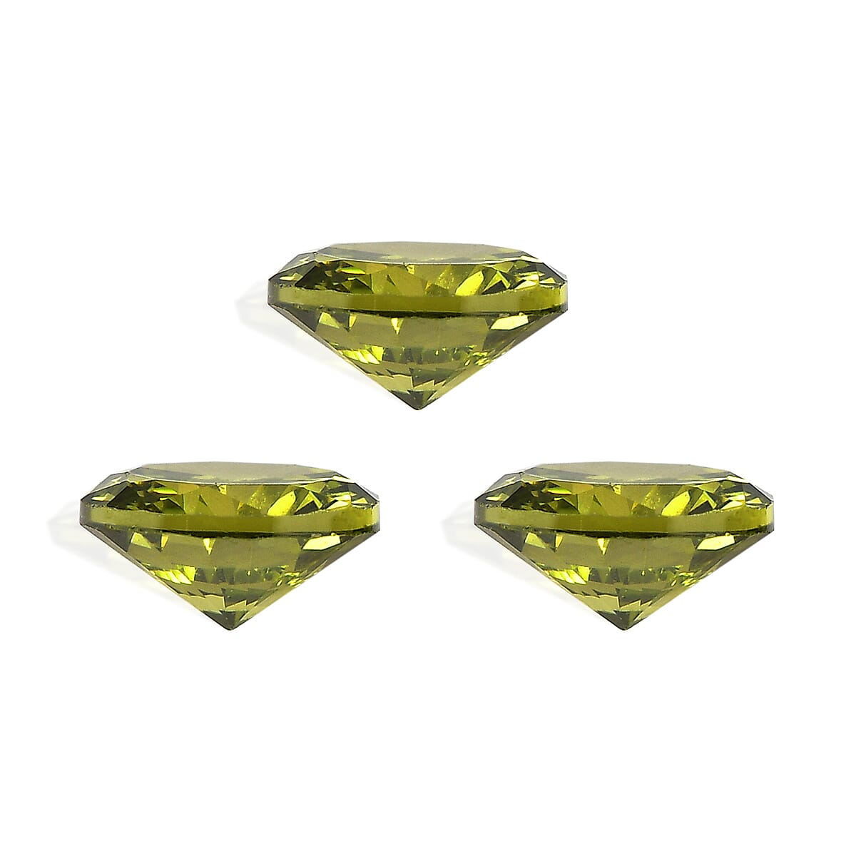 Set Of 3 Peridot Cubic Zirconia Round 5 mm Gemstone, 2.30 Ct V32513988 3