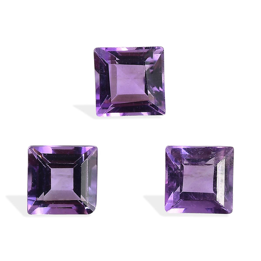 Set Of 3 Pink Amethyst Square 4 mm Gemstone, 0.87 Ct