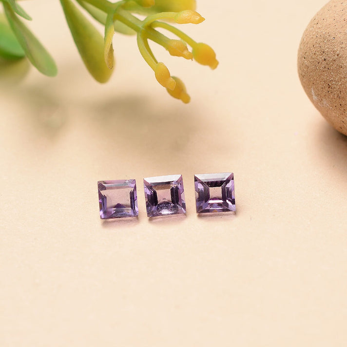 Set Of 3 Pink Amethyst Square 4 mm Gemstone, 0.98 Ct 8511523 2