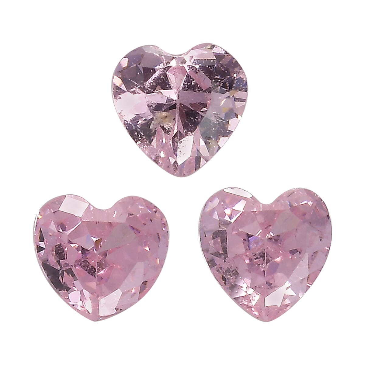 Set Of 3 Pink Cubic Zirconia Heart 4 mm Gemstone, 1.23 Ct V32491848 0