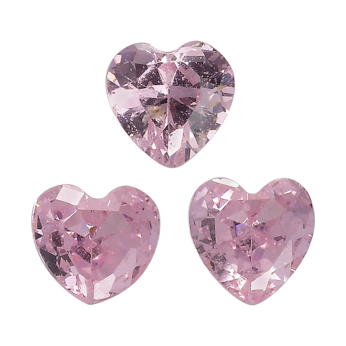 Set Of 3 Pink Cubic Zirconia Heart 4 mm Gemstone, 1.23 Ct 8499527 1
