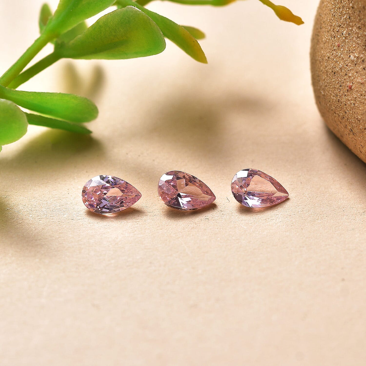 Set Of 3 Pink Cubic Zirconia Pear 6X4 mm Gemstone, 1.96 Ct V32514646 2