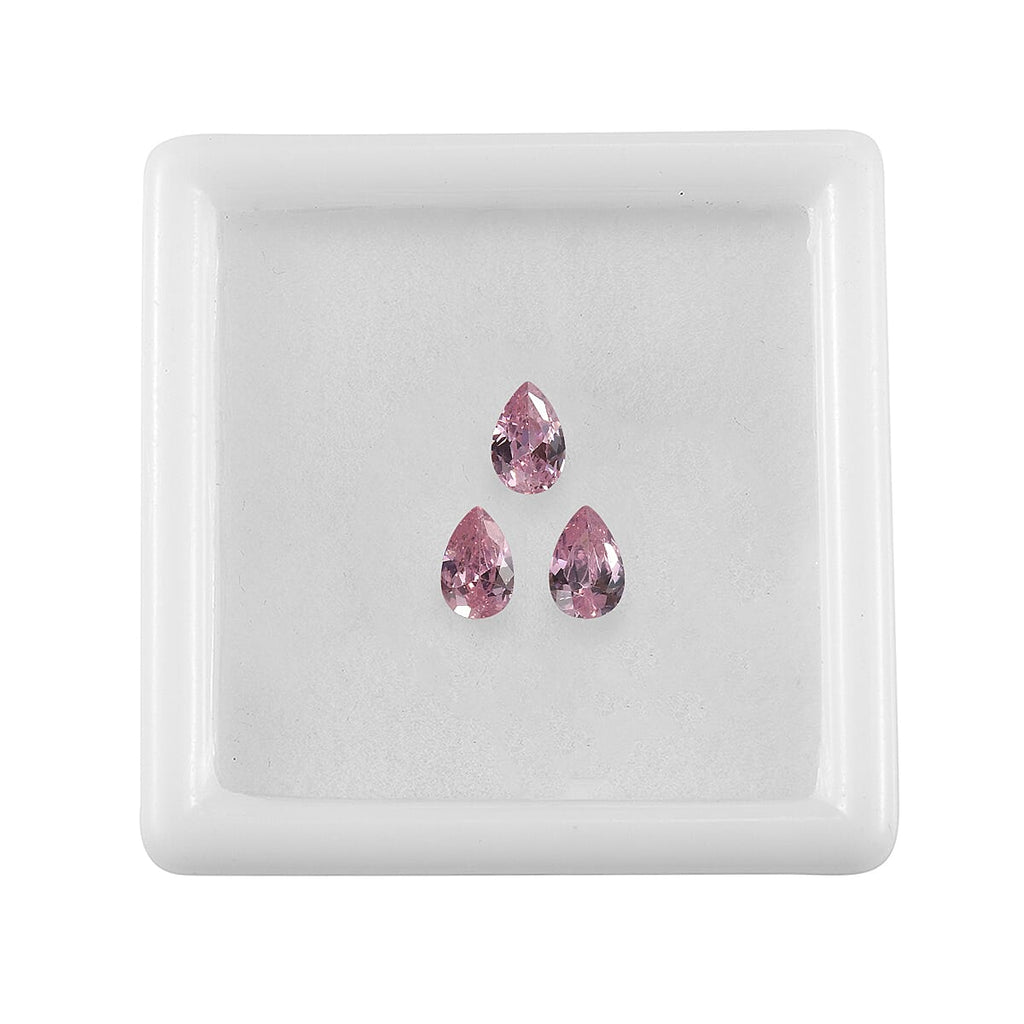 Set Of 3 Pink Cubic Zirconia Pear 6X4 mm Gemstone, 1.96 Ct