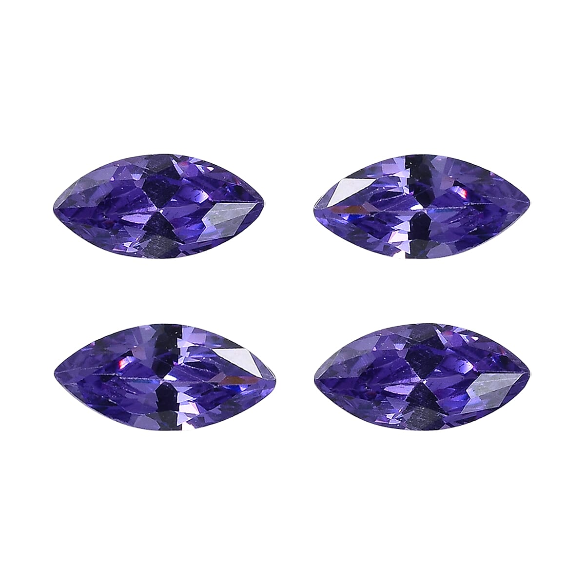 Set Of 4 Blue Cubic Zirconia Marquee 5X2.5 mm Gemstone, 0.78 Ct V32514615 0