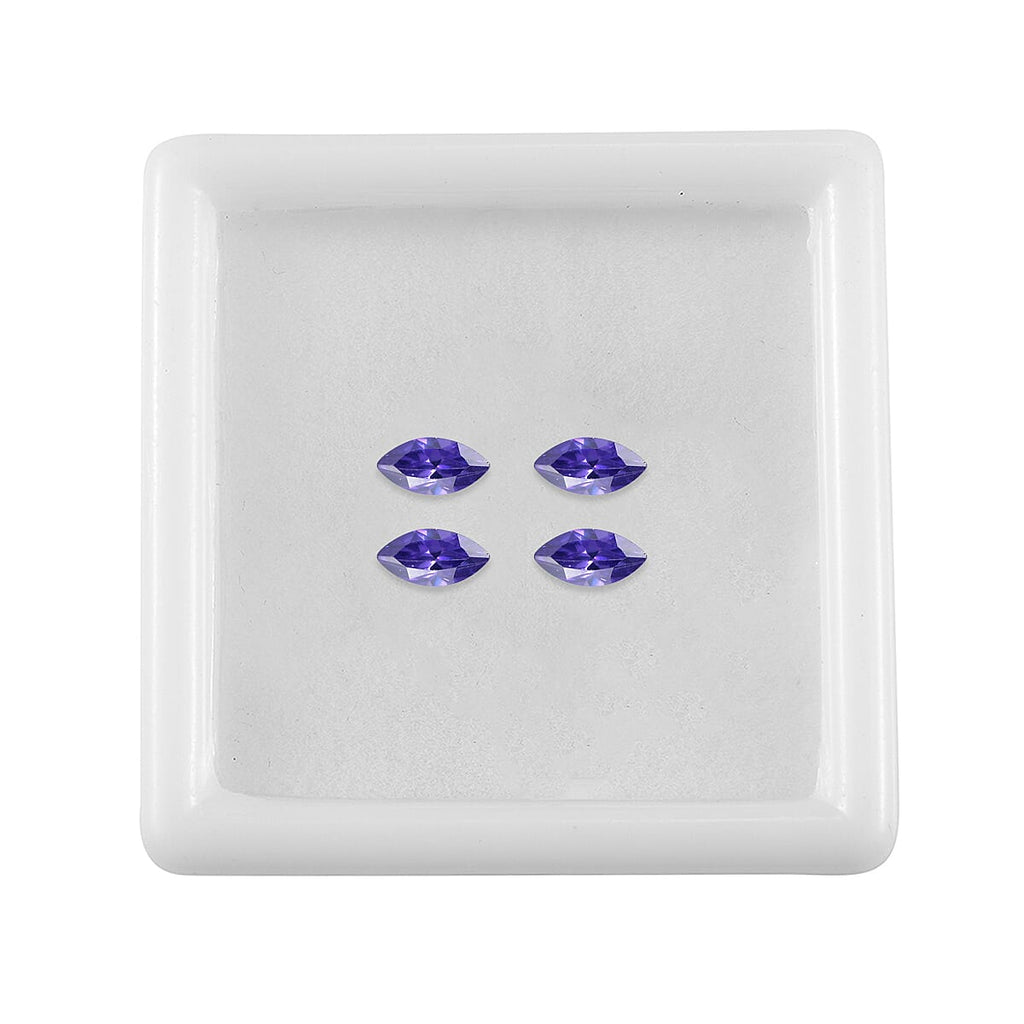 Set Of 4 Blue Cubic Zirconia Marquee 6X3 mm Gemstone, 1.42 Ct