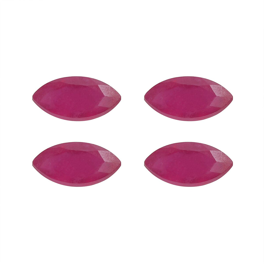 Set Of 4 Fissure Filled Ruby Marquee 6X3 mm Gemstone, 1.41 Ct