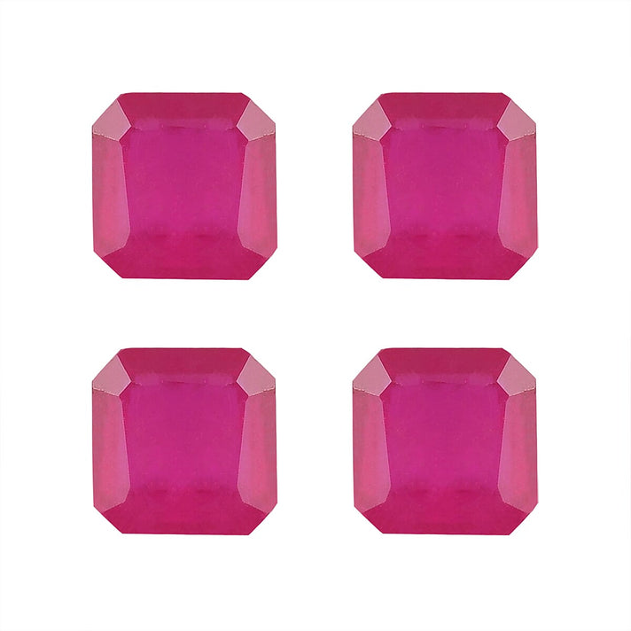 Set Of 4 Fissure Filled Ruby Octagon 4X4 mm Gemstone, 2.11 Ct 8502058 1