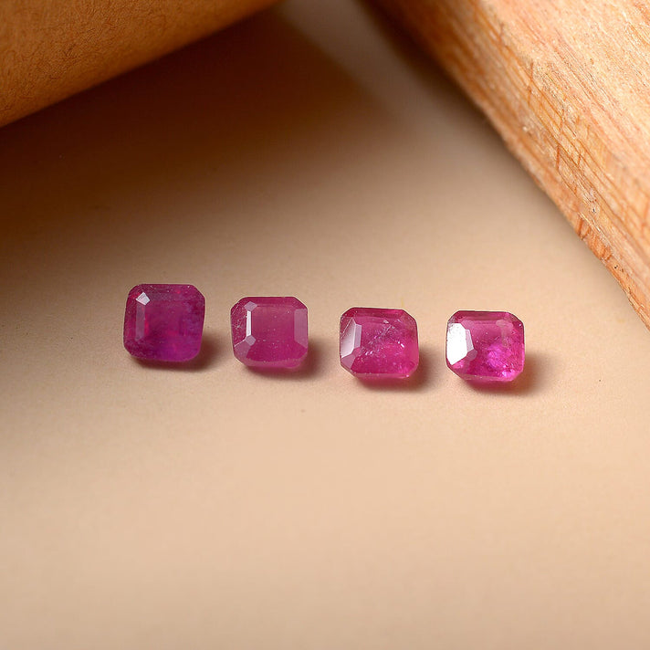 Set Of 4 Fissure Filled Ruby Octagon 4X4 mm Gemstone, 2.11 Ct 8502058 2