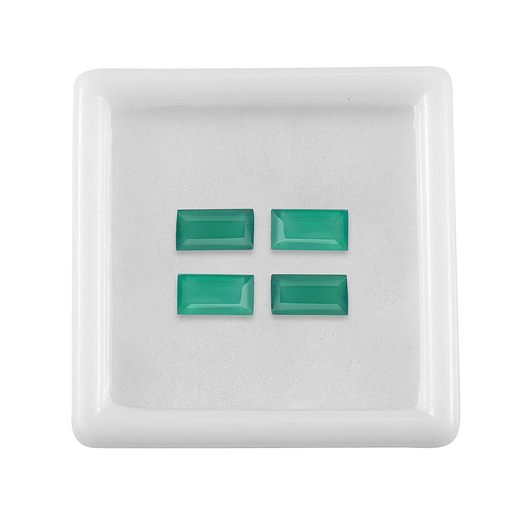 Set Of 4 Green Onyx Baguette 8X4 mm Gemstone, 3.62 Ct