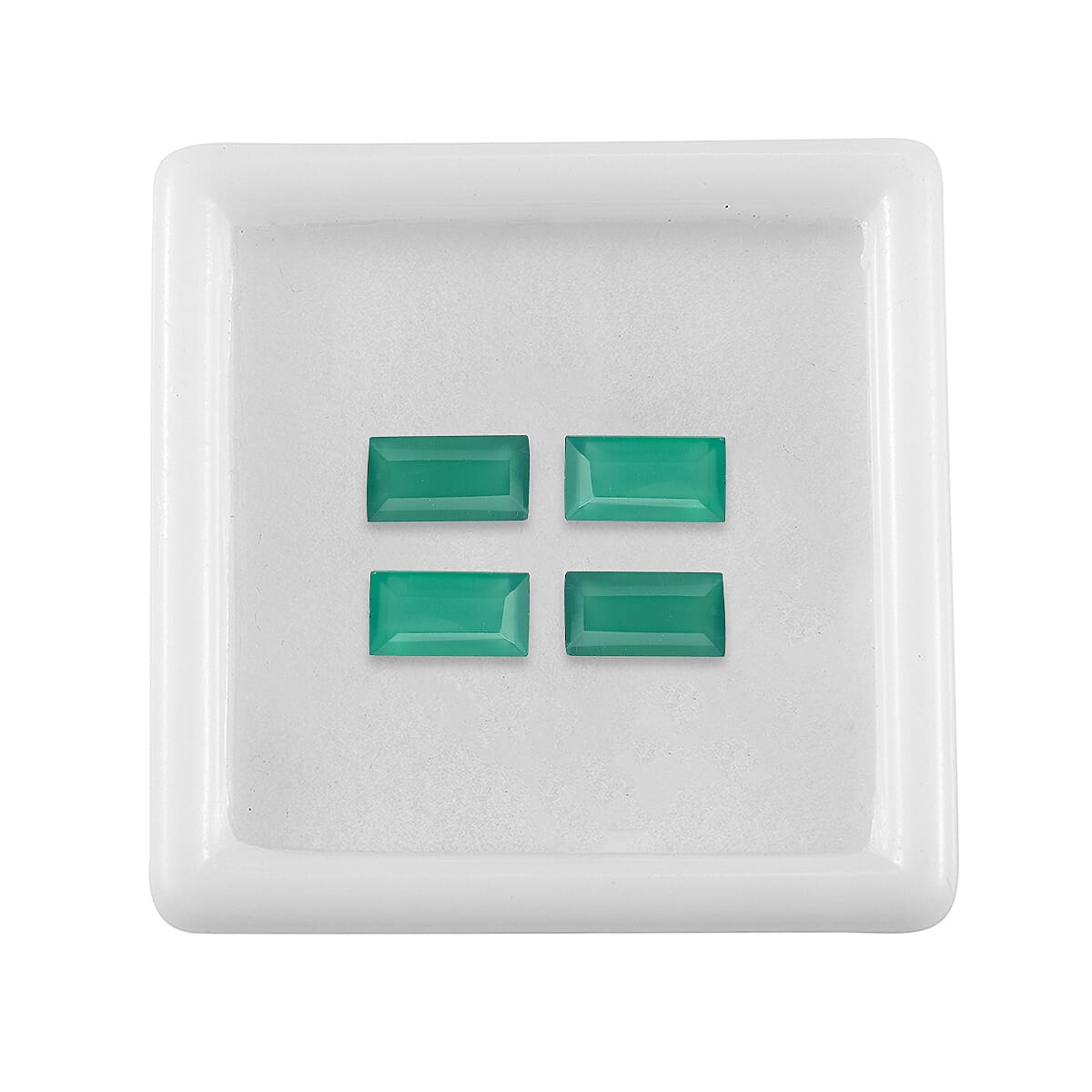 Set Of 4 Green Onyx Baguette 8X4 mm Gemstone, 3.62 Ct V32513987 3