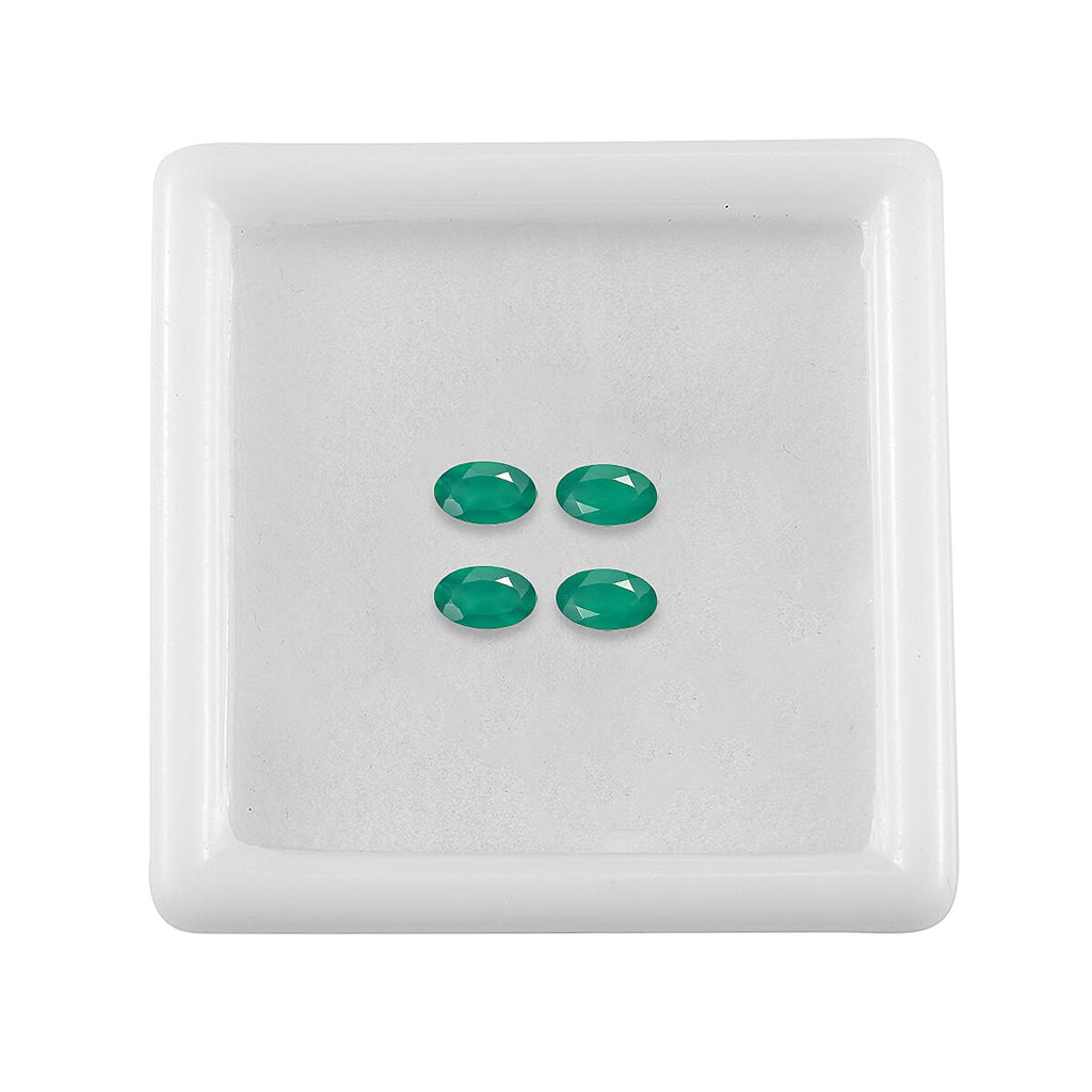 Set Of 4 Green Onyx Oval Cut Cut 5X3 mm Gemstone, 0.79 Ct