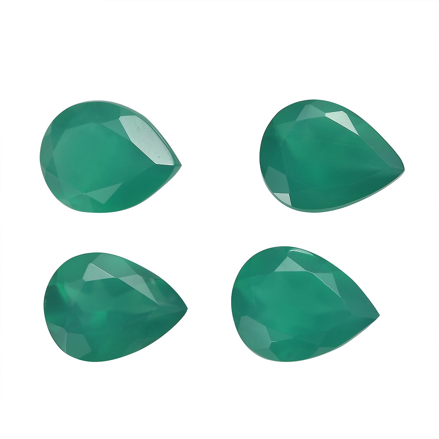 Set Of 4 Green Onyx Pear 9X7 mm Gemstone, 5.94 Ct 8499242 0