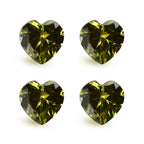 Set Of 4 Peridot Cubic Zirconia Heart 6 mm Gemstone, 5.31 Ct