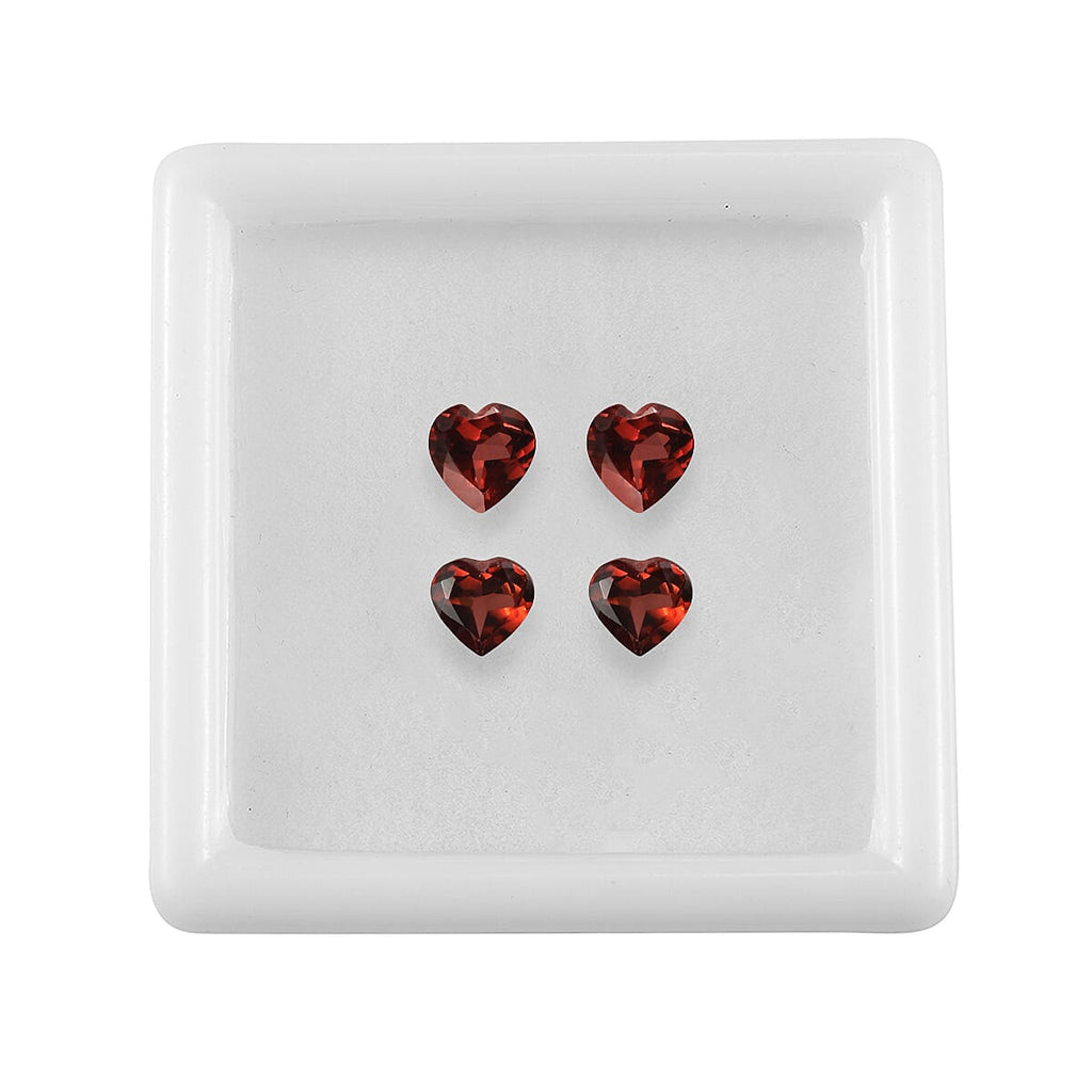 Set Of 4 Red Garnet Heart 5 mm Gemstone, 2.15 Ct