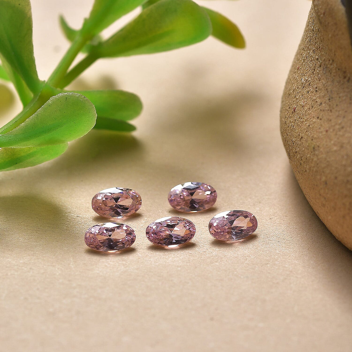 Set Of 5 Pink Cubic Zirconia Oval Cut 5X3 mm Gemstone, 1.63 Ct V32514613 2