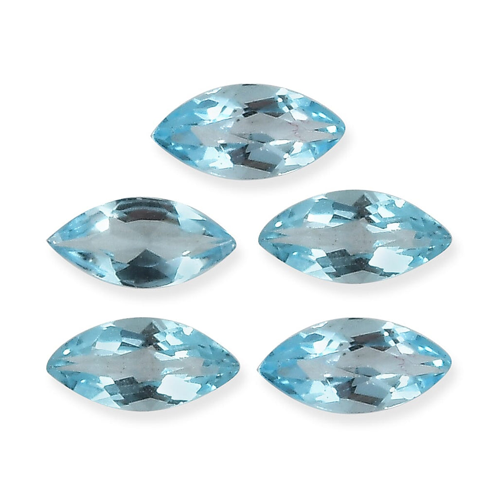 Set Of 5 Skyblue Topaz Marquee 5X2.5 mm Gemstone, 0.73 Ct