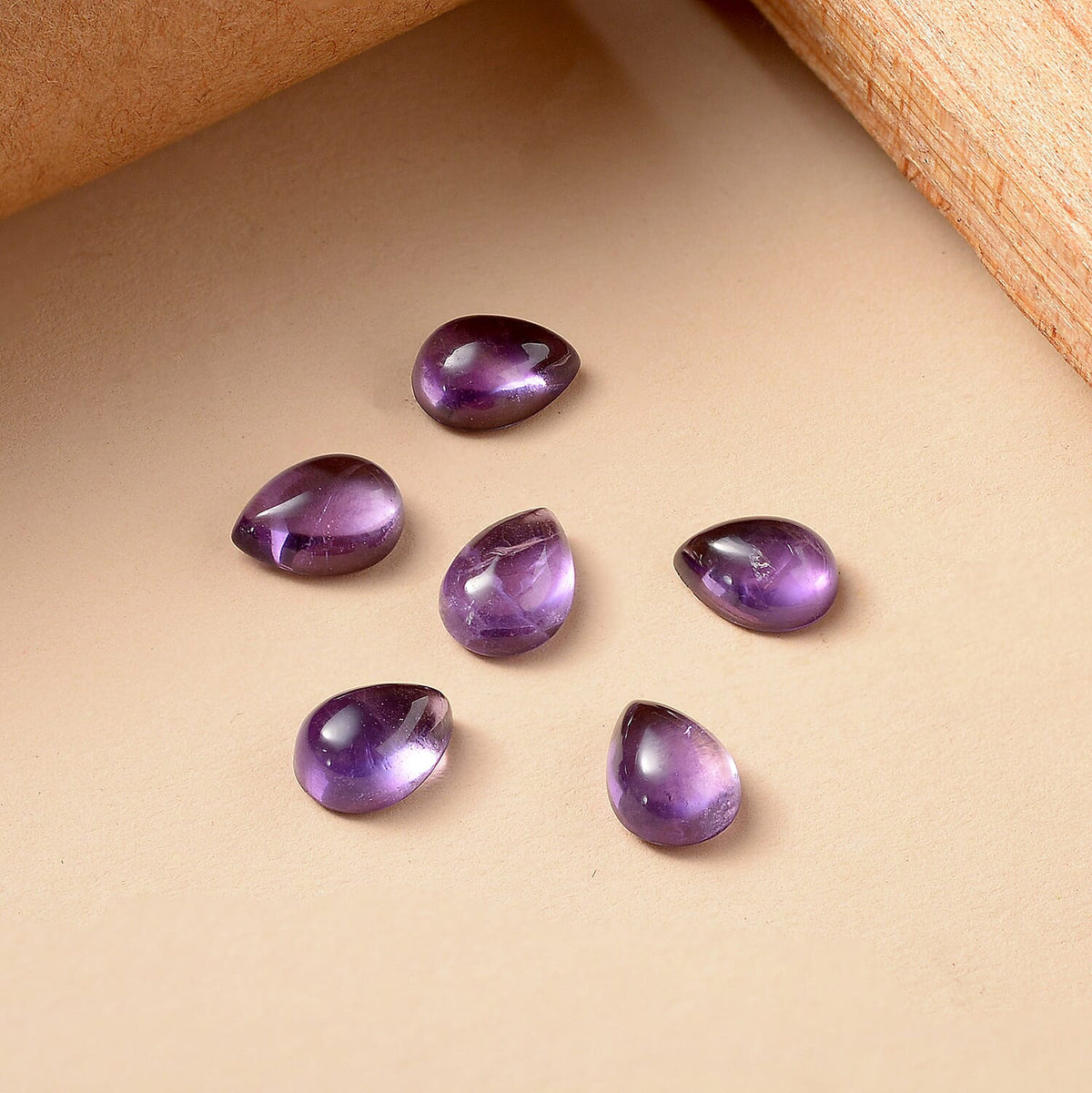 Set Of 6 African Amethyst Pear 7X5 mm Gemstone, 4.87 Ct V32514643 1
