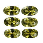 Set Of 6 Peridot Cubic Zirconia Oval Cut Cut 5X3 mm Gemstone, 2.03 Ct