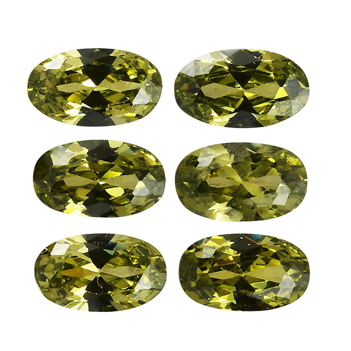 Set Of 6 Peridot Cubic Zirconia Oval Cut Cut 5X3 mm Gemstone, 2.03 Ct 8505918 1