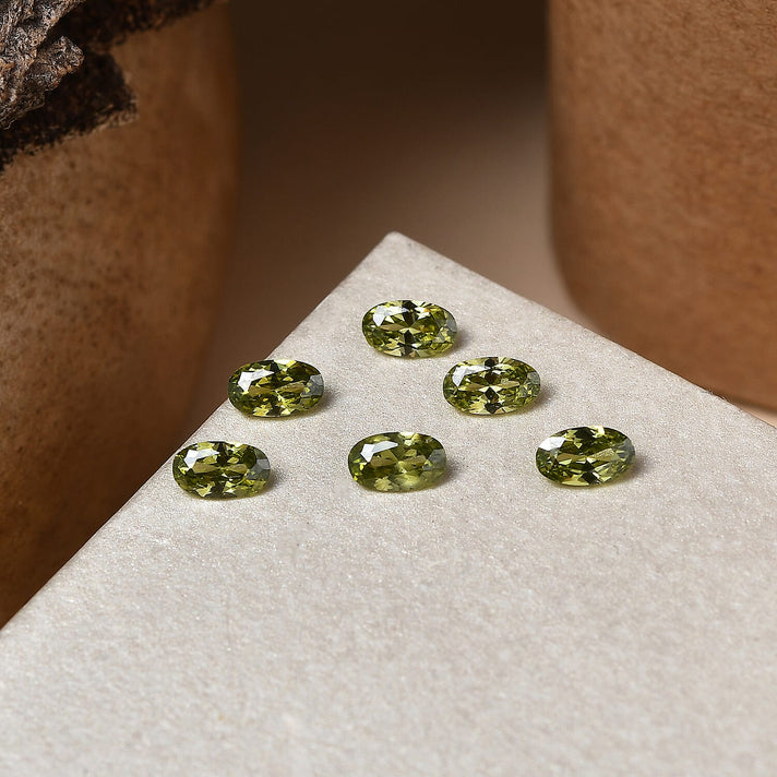 Set Of 6 Peridot Cubic Zirconia Oval Cut Cut 5X3 mm Gemstone, 2.03 Ct 8505918 2