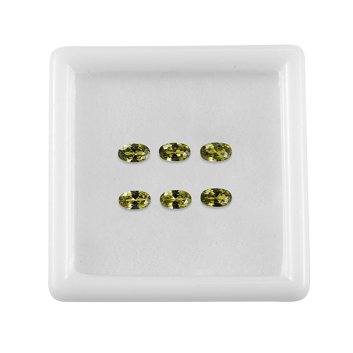 Set Of 6 Peridot Cubic Zirconia Oval Cut Cut 5X3 mm Gemstone, 2.03 Ct V32515214 3