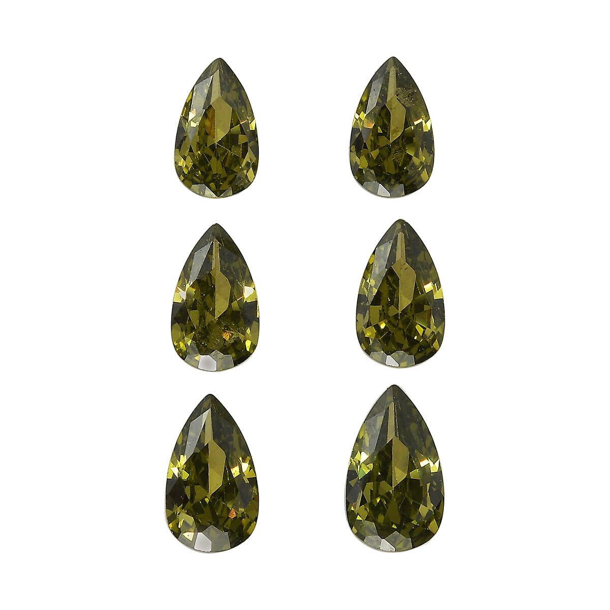 Set Of 6 Peridot Cubic Zirconia Pear 5X3 mm Gemstone, 1.85 Ct V32516088 0
