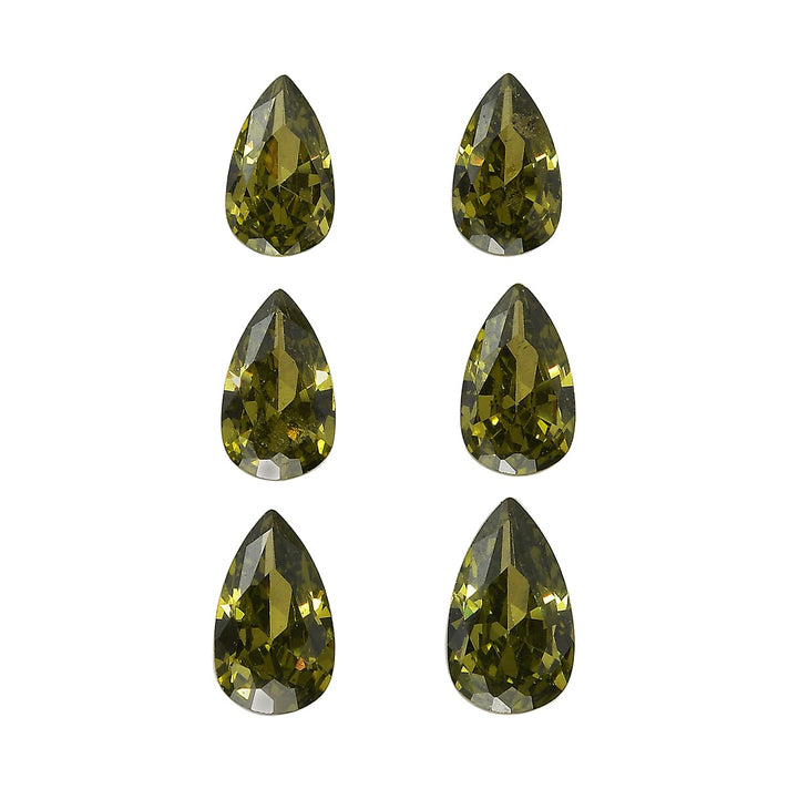 Set Of 6 Peridot Cubic Zirconia Pear 5X3 mm Gemstone, 1.85 Ct 8499280 1