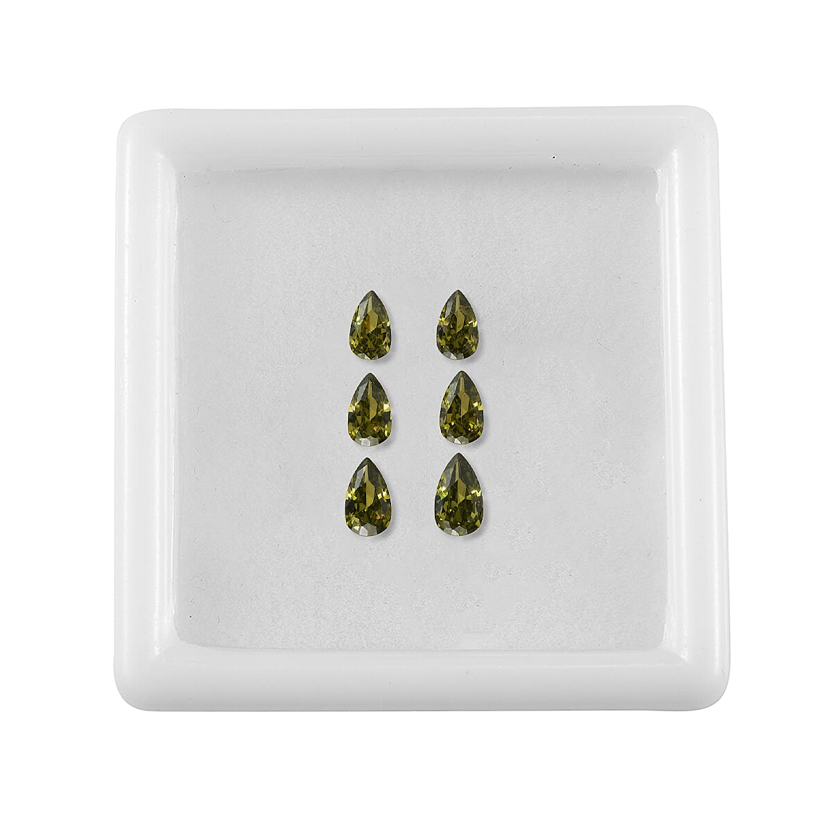 Set Of 6 Peridot Cubic Zirconia Pear 5X3 mm Gemstone, 1.85 Ct V32516088 2