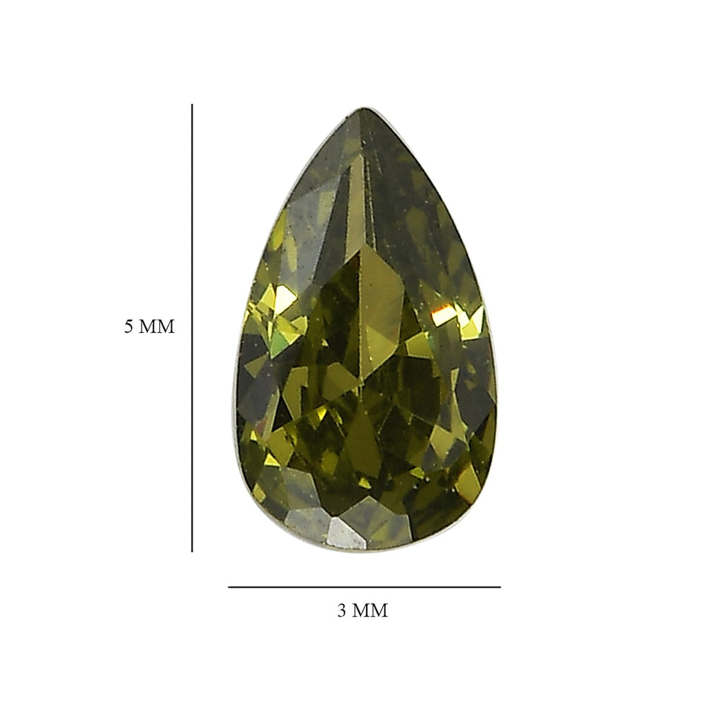 Set Of 6 Peridot Cubic Zirconia Pear 5X3 mm Gemstone, 1.85 Ct