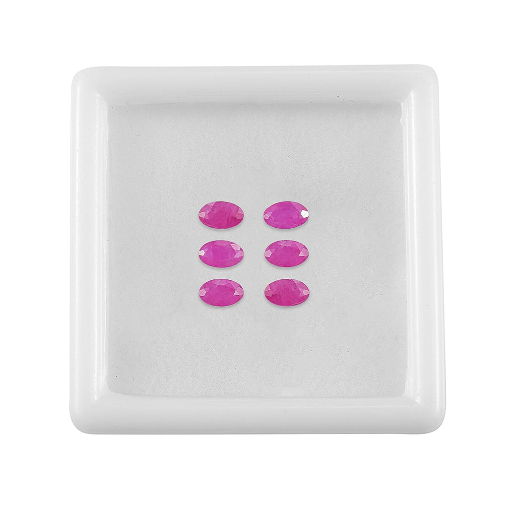 Set Of 6 Raipur Ruby Oval Cut Cut 5X3 mm Gemstone, 1.82 Ct