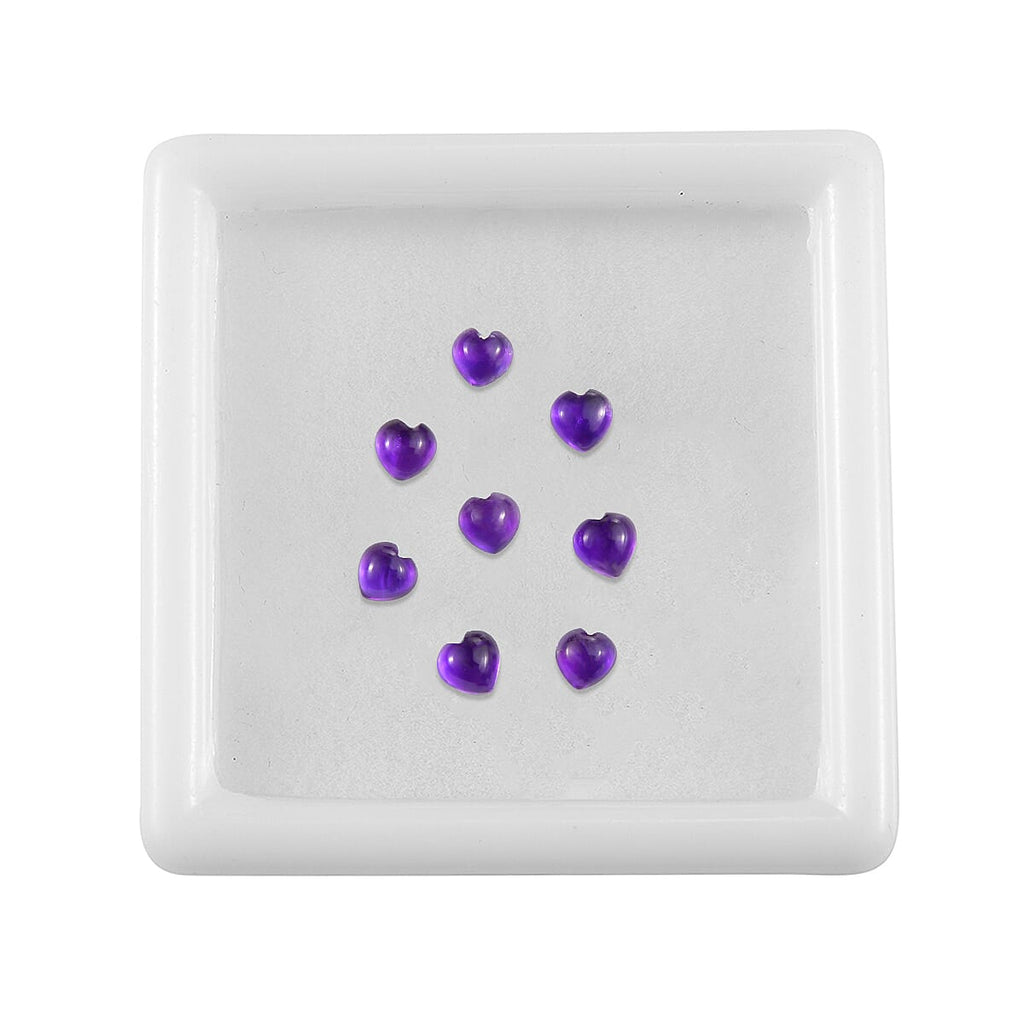 Set Of 8 African Amethyst Heart 4.5 mm Gemstone, 2.80 Ct