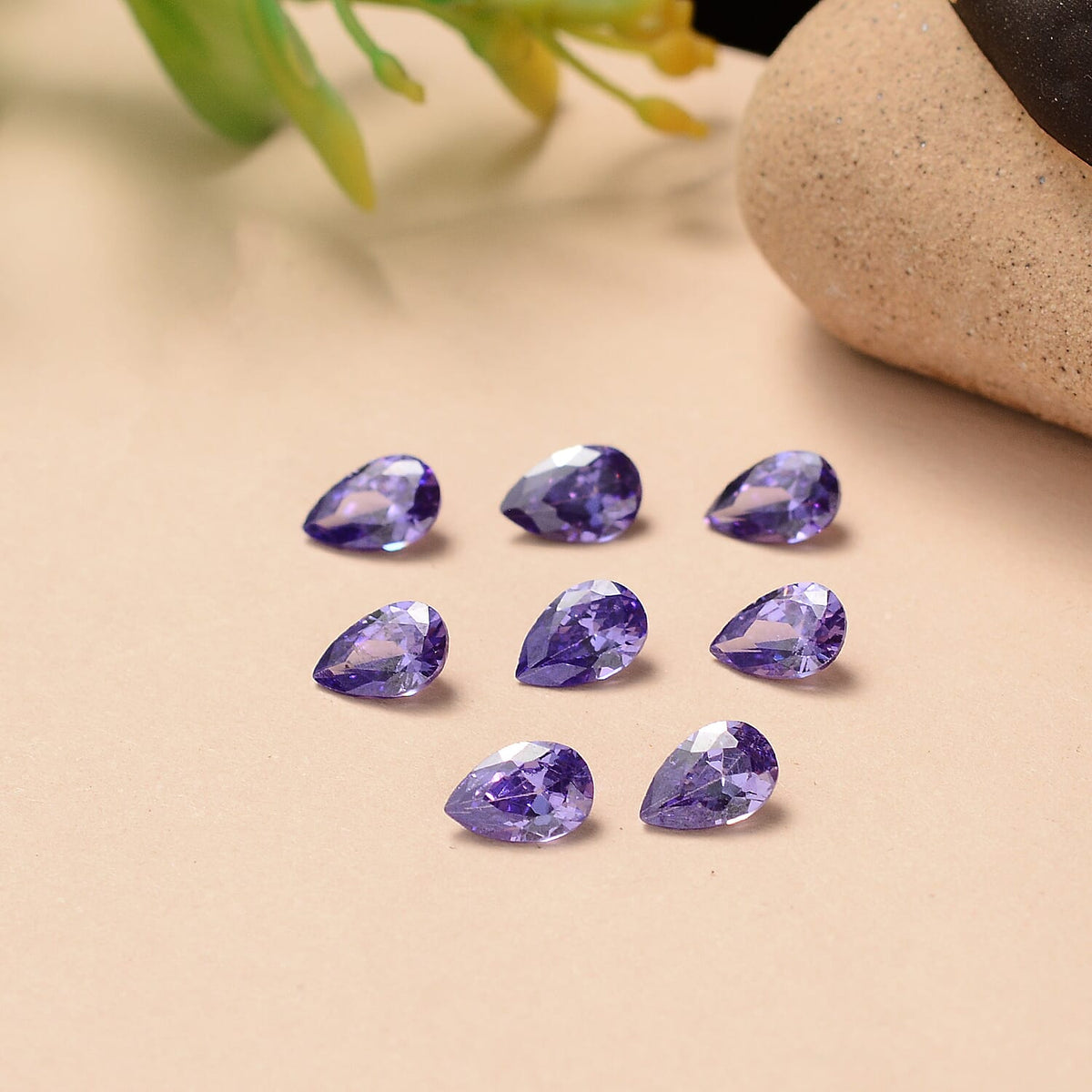 Set Of 8 Blue Cubic Zirconia Pear 6X4 mm Gemstone, 4.80 Ct V32515697 2