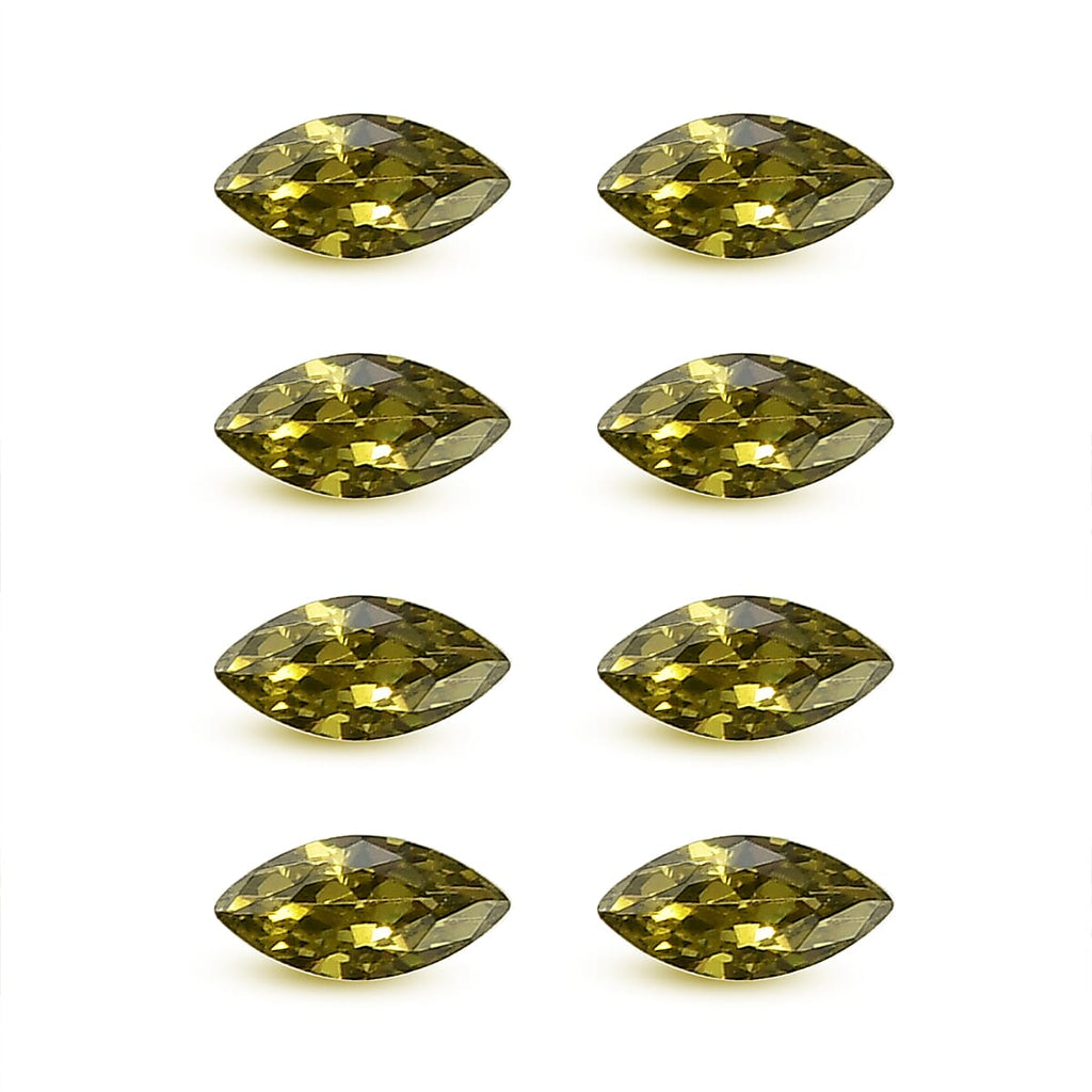Set Of 8 Peridot Cubic Zirconia Marquee 5X2.5 mm Gemstone, 1.68 Ct
