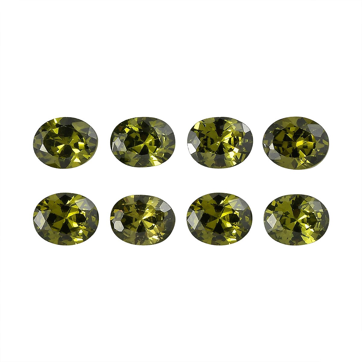 Set Of 8 Peridot Cubic Zirconia Oval Cut Cut 5X4 mm Gemstone, 4.39 Ct 8499523 0