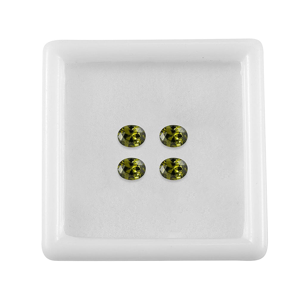 Set Of 8 Peridot Cubic Zirconia Oval Cut Cut 5X4 mm Gemstone, 4.39 Ct