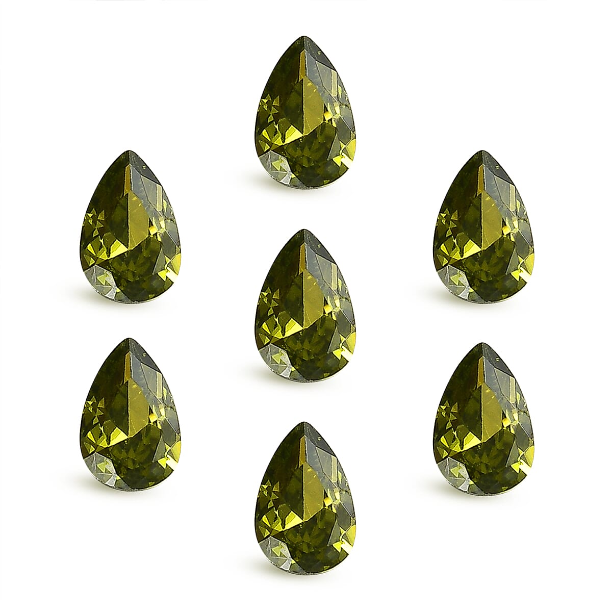 Set Of 8 Peridot Cubic Zirconia Pear 6X4 mm Gemstone, 4.61 Ct V32515205 0