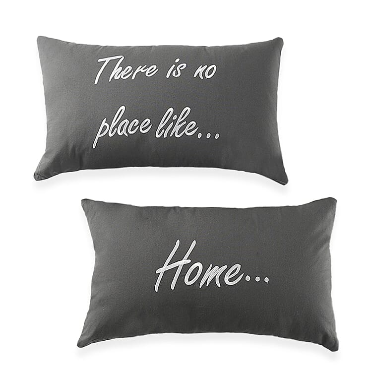 Set of 2 - 100% Cotton Embroidered Pillow (Size 50x30 Cm) - Grey V32520750 0