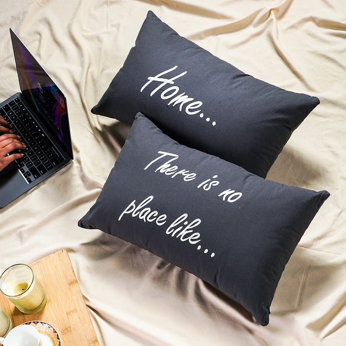 Set of 2 - 100% Cotton Embroidered Pillow (Size 50x30 Cm) - Grey 7528043 2