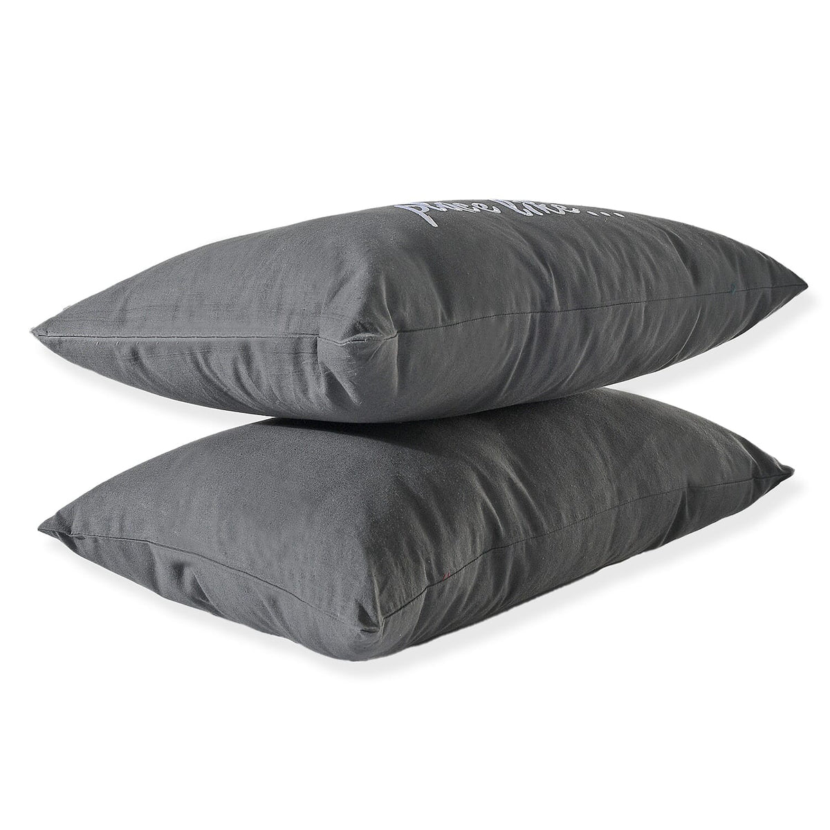 Set of 2 - 100% Cotton Embroidered Pillow (Size 50x30 Cm) - Grey V32520750 4